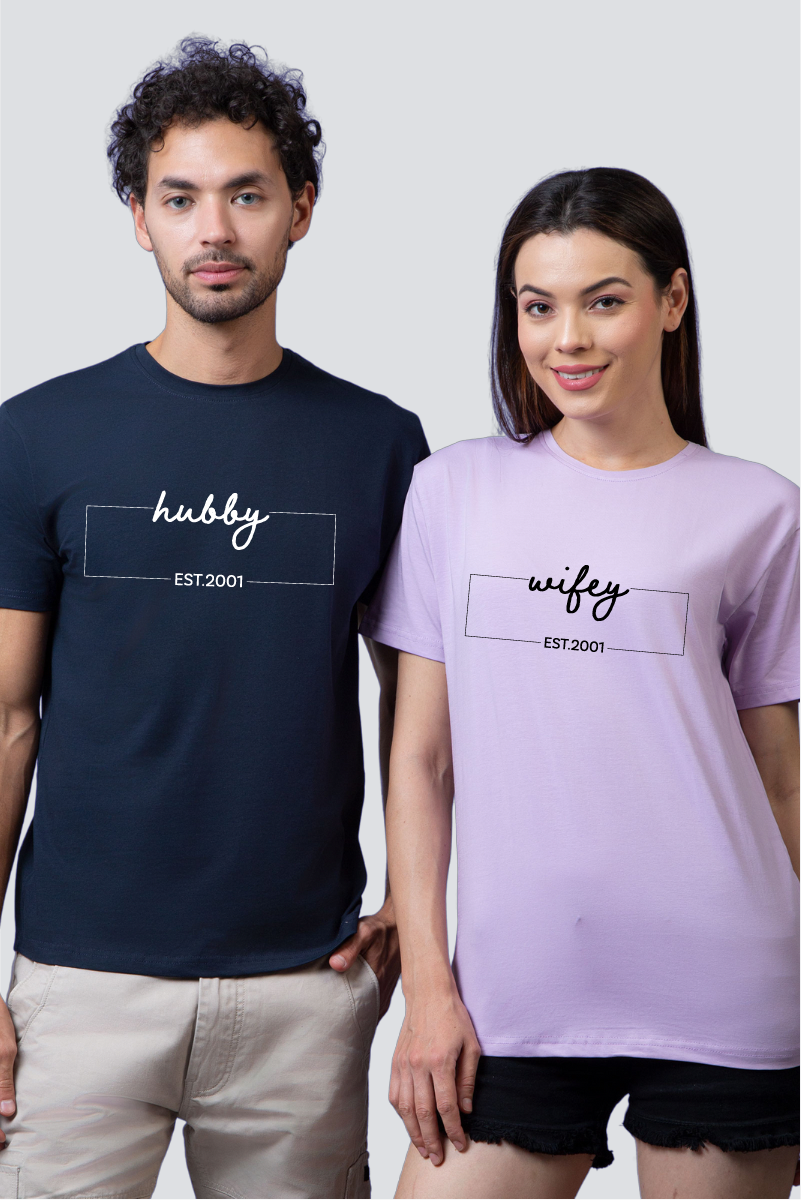 'Hubby & Wifey' Edition Couple Tees - Pack of 2 (Customised)