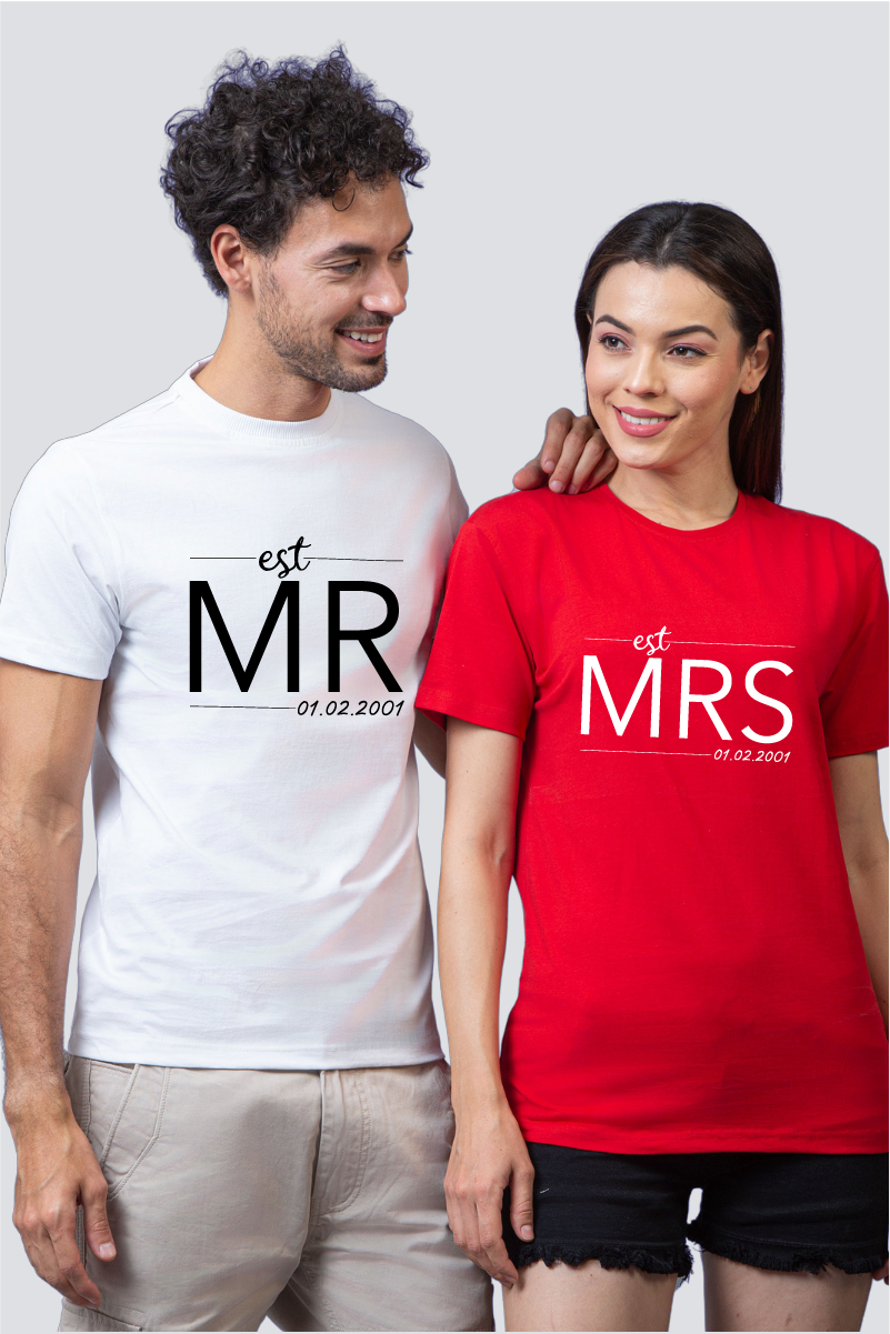 Together Since: Customized 'Mr & Mrs' Couple Tees - Pack of 2