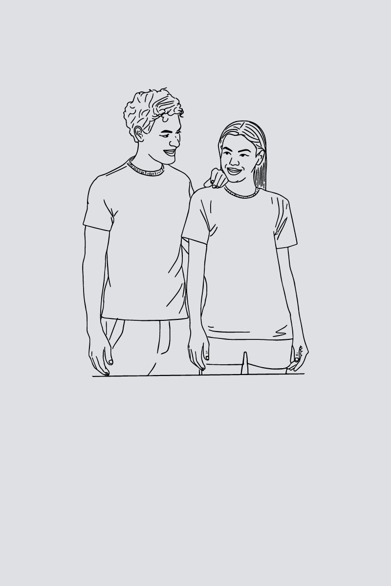 Customised Line Art Couple Unisex Tees - Pack of 2