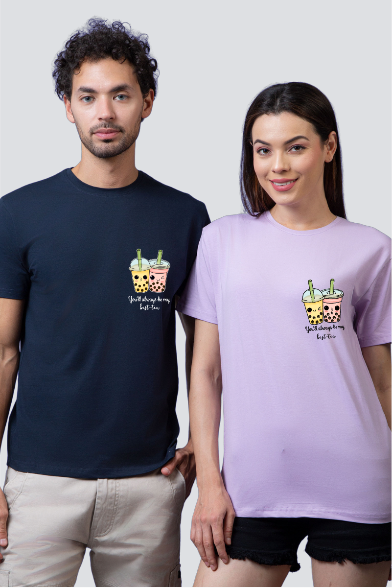 Sip of Friendship: 'Best-Tea' Couple Unisex Tees - Pack of 2