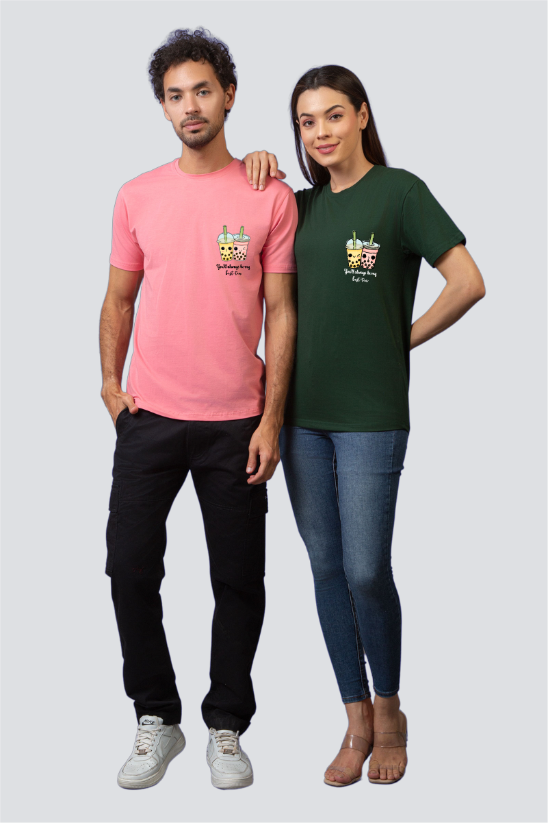 Sip of Friendship: 'Best-Tea' Couple Unisex Tees - Pack of 2