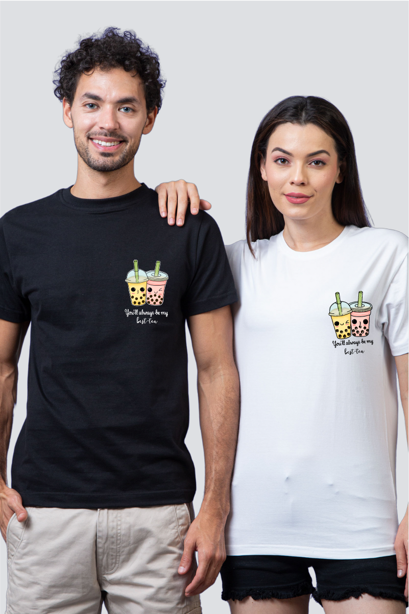 Sip of Friendship: 'Best-Tea' Couple Unisex Tees - Pack of 2