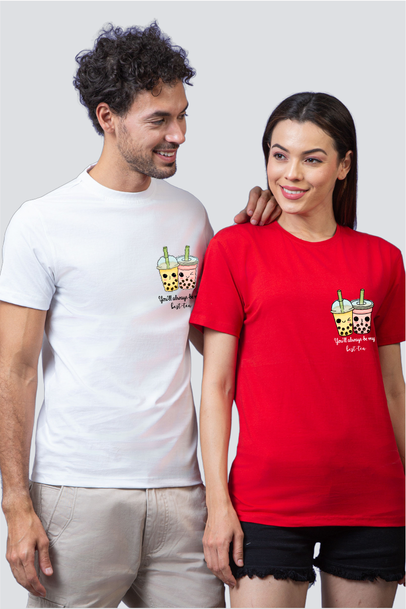 Sip of Friendship: 'Best-Tea' Couple Unisex Tees - Pack of 2