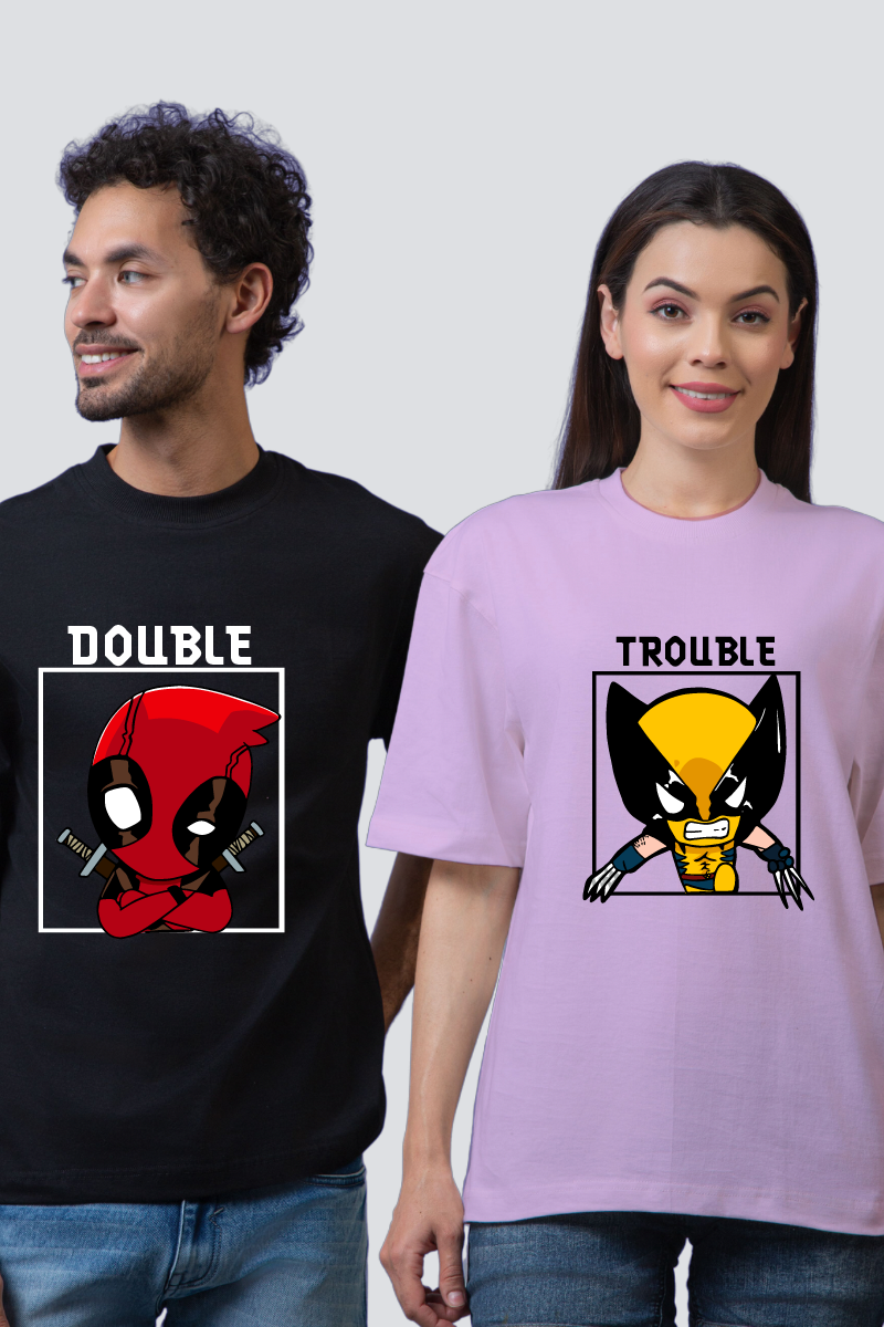 Deadpool & Wolverine Oversized Couple T-Shirts (Pack of 2)