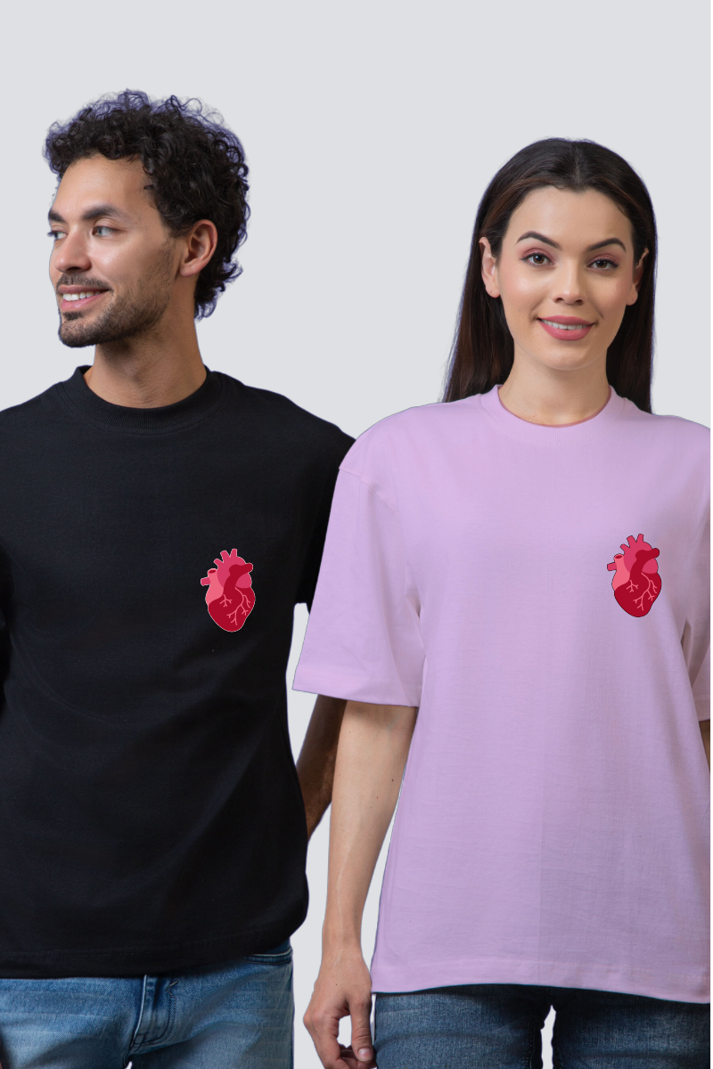 Heartfelt Connection: Customizable Oversized Couple T-Shirts (Pack of 2)