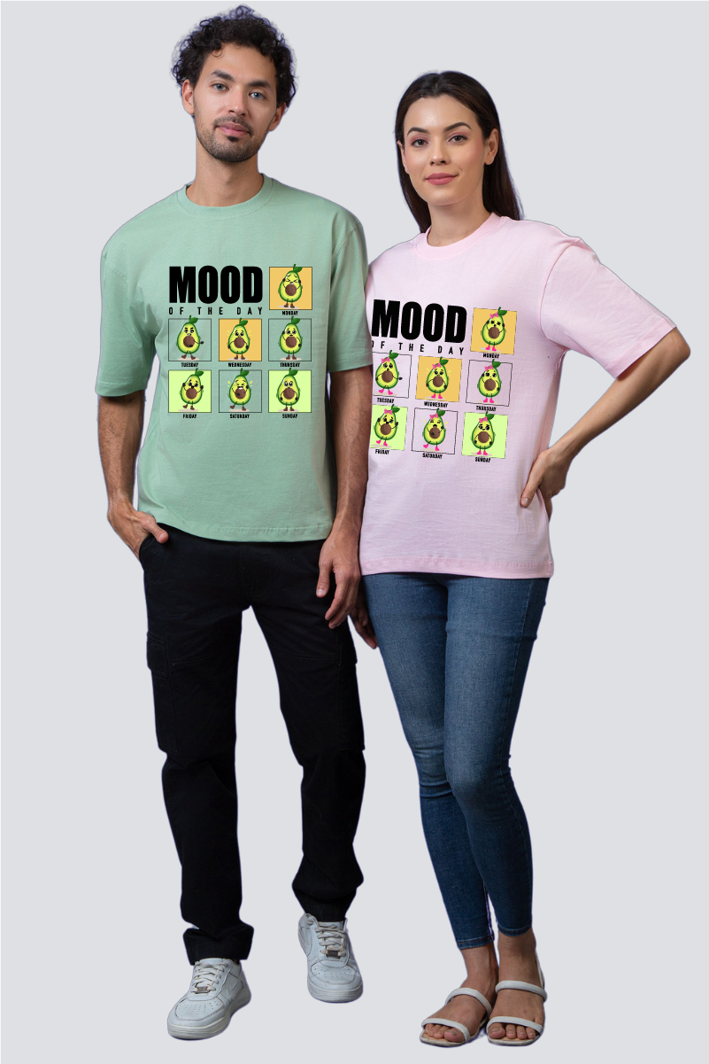 Mood of the Day Avocado Oversized Couple T-Shirts (Pack of 2)