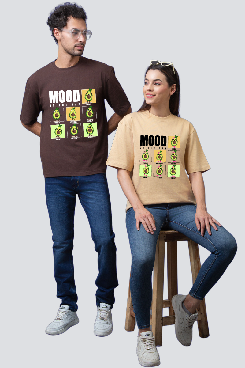 Mood of the Day Avocado Oversized Couple T-Shirts (Pack of 2)