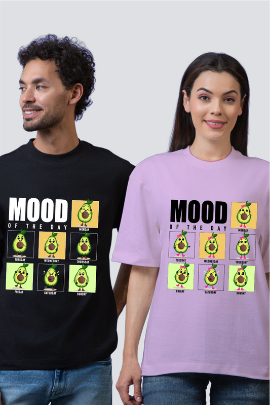 Mood of the Day Avocado Oversized Couple T-Shirts (Pack of 2)