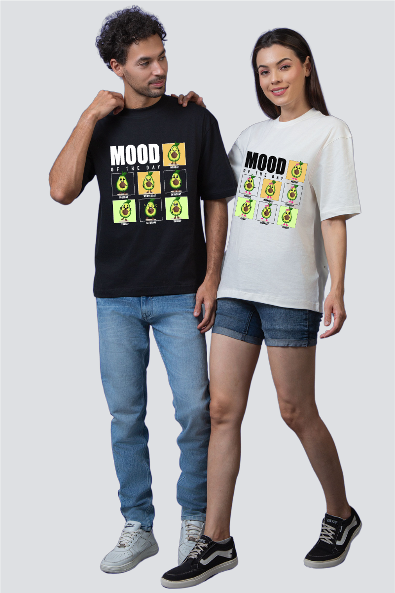 Mood of the Day Avocado Oversized Couple T-Shirts (Pack of 2)