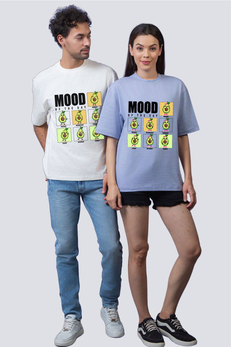 Mood of the Day Avocado Oversized Couple T-Shirts (Pack of 2)