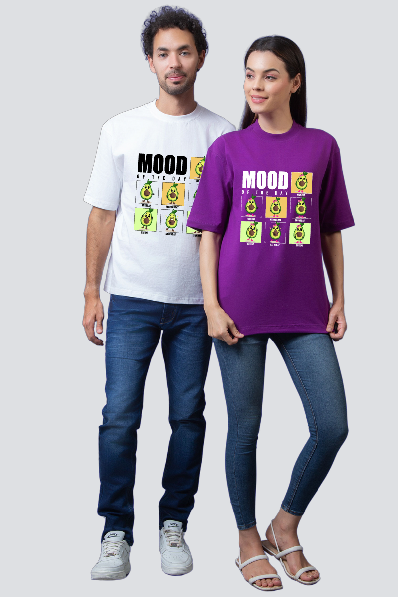 Mood of the Day Avocado Oversized Couple T-Shirts (Pack of 2)