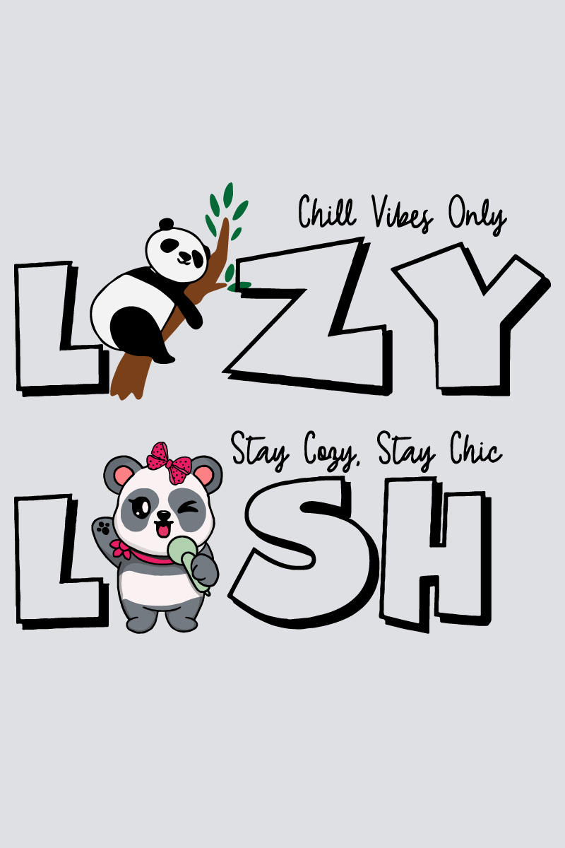 'Lazy' and 'Lush' Panda Edition Oversized Couple T-Shirts (Pack of 2)