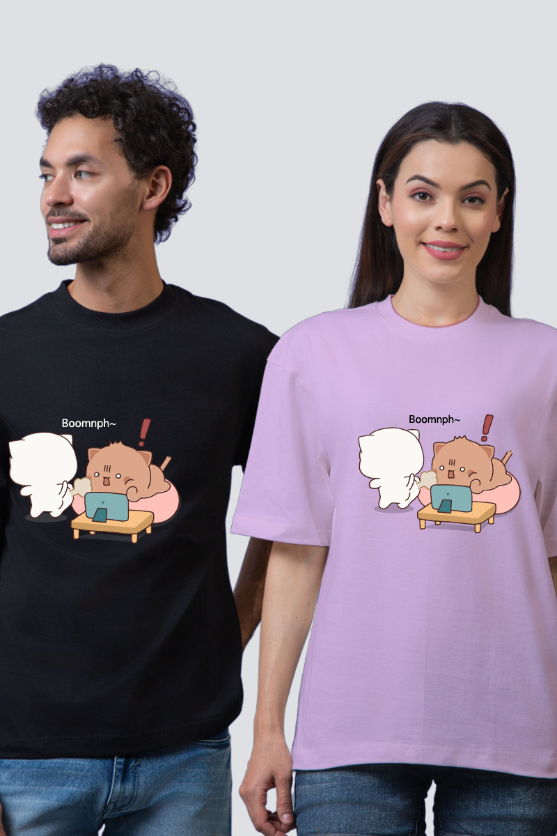 Comical Comfort Oversized Couple T-Shirts (Pack of 2)