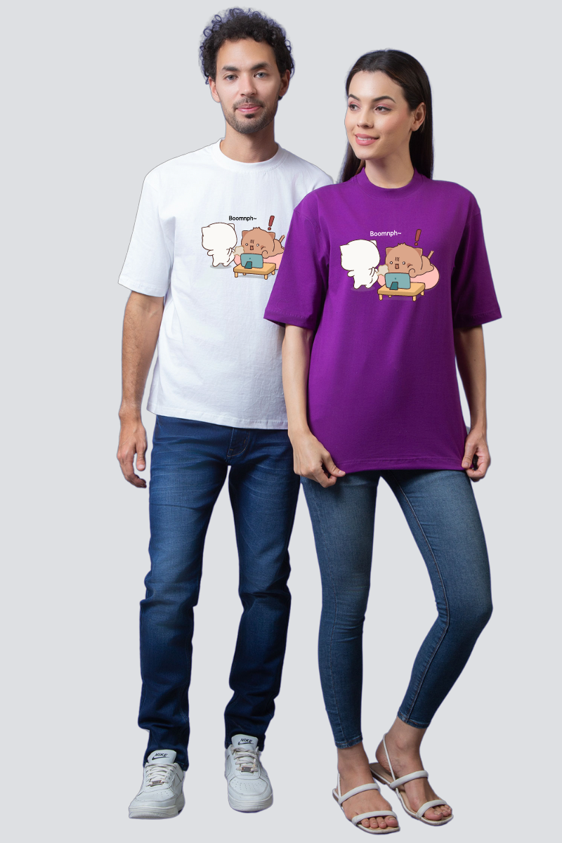 Comical Comfort Oversized Couple T-Shirts (Pack of 2)