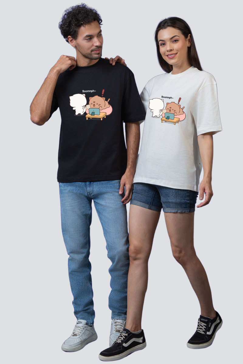 Comical Comfort Oversized Couple T-Shirts (Pack of 2)