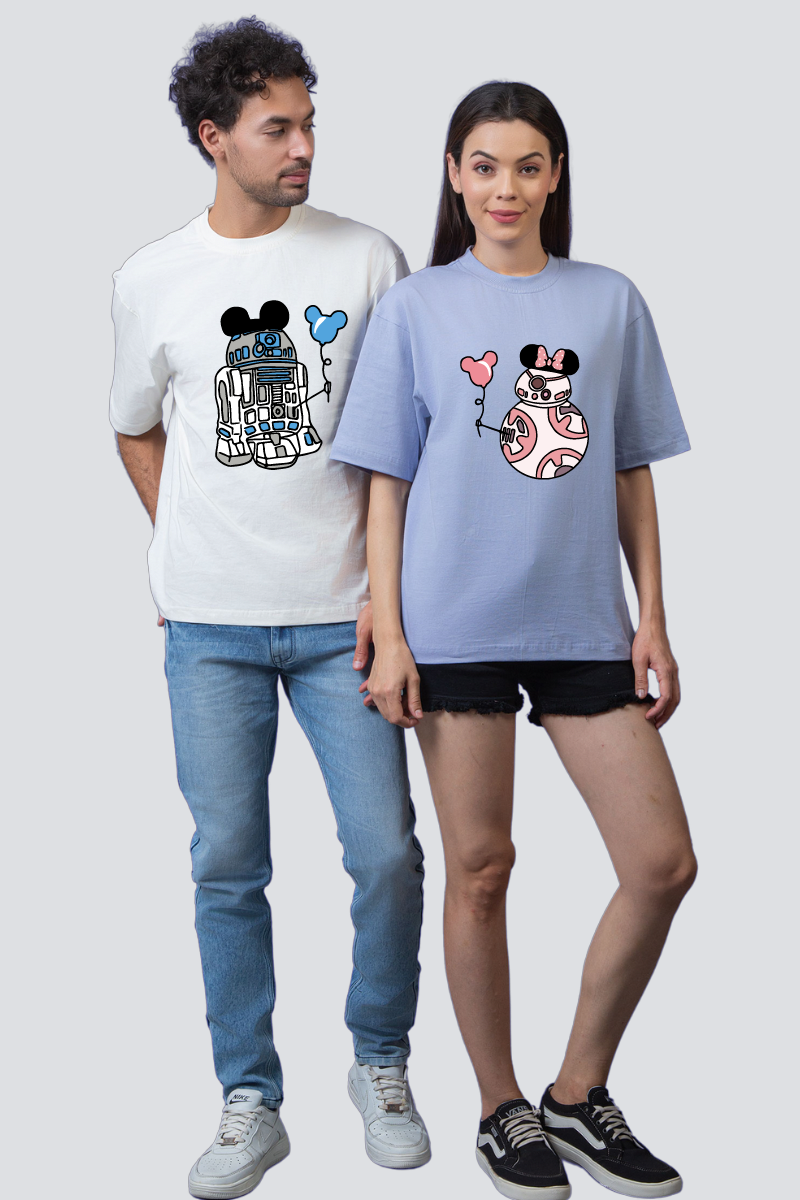 Animated Love: Mickey & Minnie Couple Oversized Tees - Pack of 2