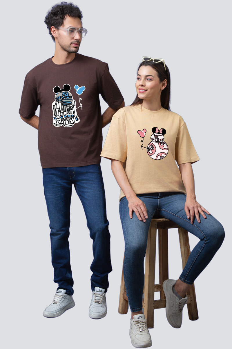 Animated Love: Mickey & Minnie Couple Oversized Tees - Pack of 2