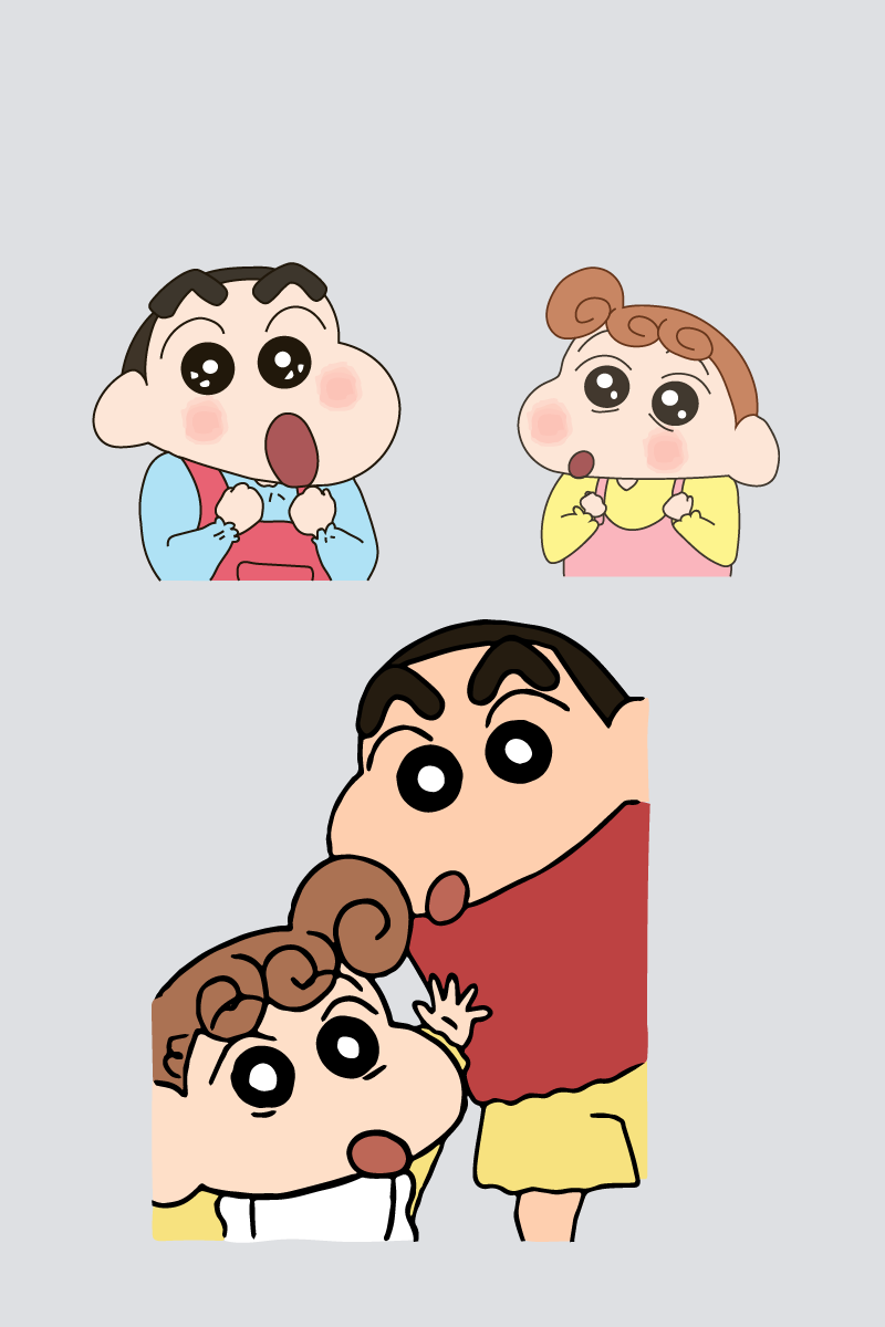 Shinchan & Himawari Oversized Couple T-Shirts (Pack of 2)