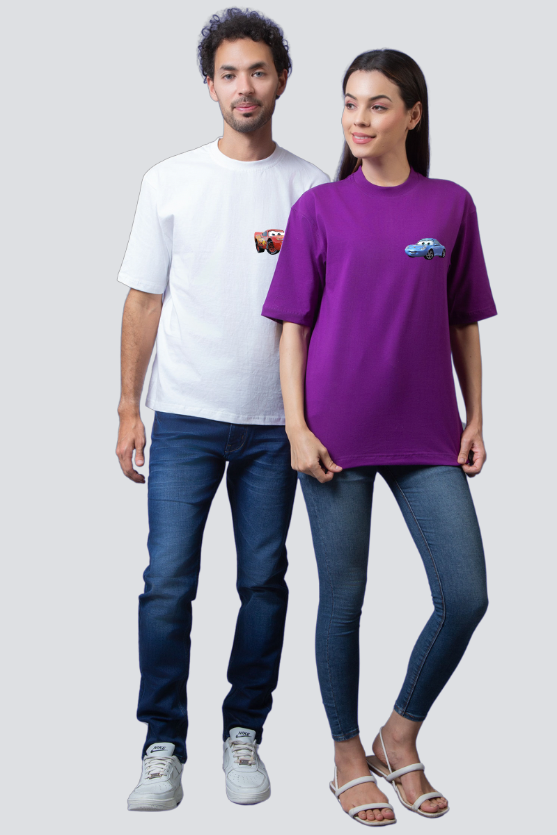 Speedster Romance: Oversized Couple T-Shirts (Pack of 2)