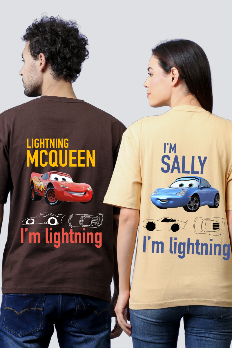 Speedster Romance: Oversized Couple T-Shirts (Pack of 2)