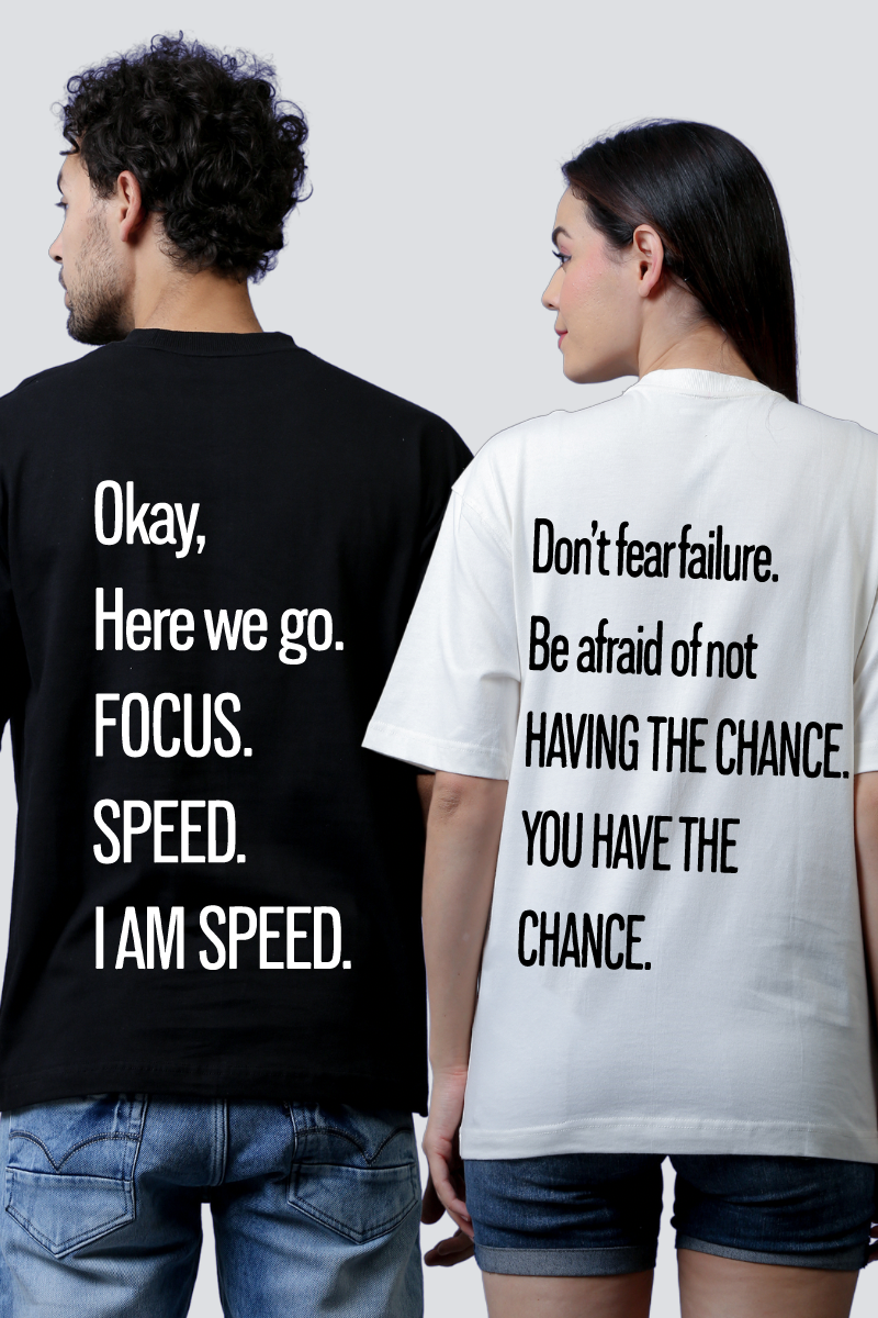 Inspirational Drive: Oversized Couple Tees for the Fast and Fearless (Pack of 2)