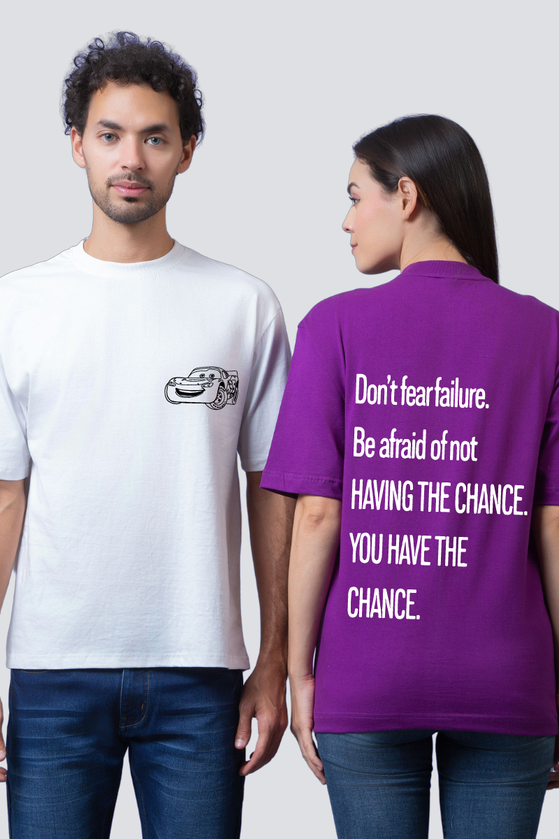 Inspirational Drive: Oversized Couple Tees for the Fast and Fearless (Pack of 2)