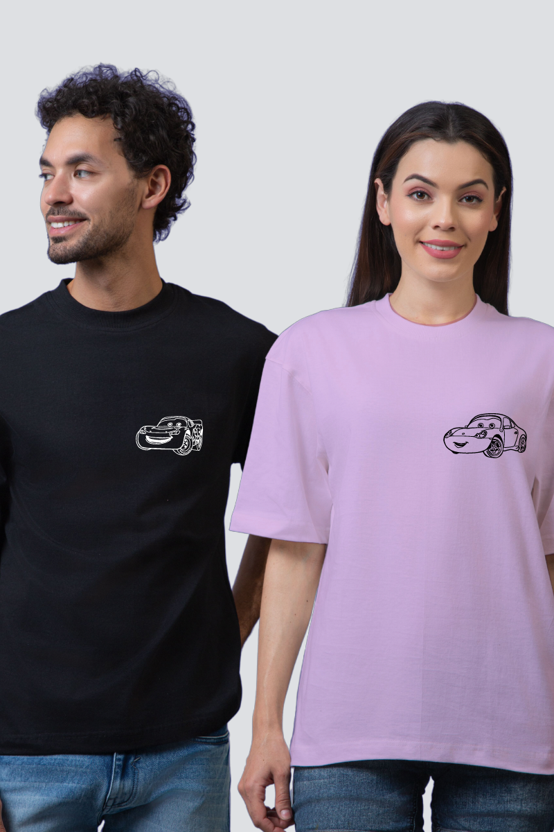 Inspirational Drive: Oversized Couple Tees for the Fast and Fearless (Pack of 2)