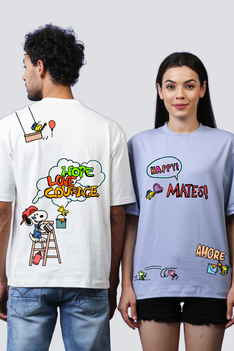 Snoopy-Inspired Oversized Couple T-Shirts (Pack of 2)