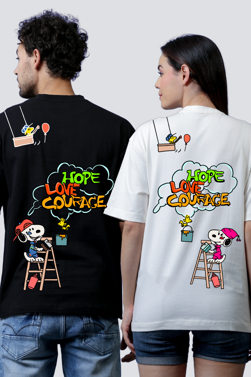 Snoopy-Inspired Oversized Couple T-Shirts (Pack of 2)