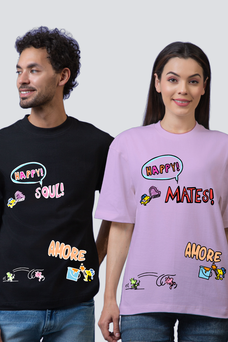 Snoopy-Inspired Oversized Couple T-Shirts (Pack of 2)