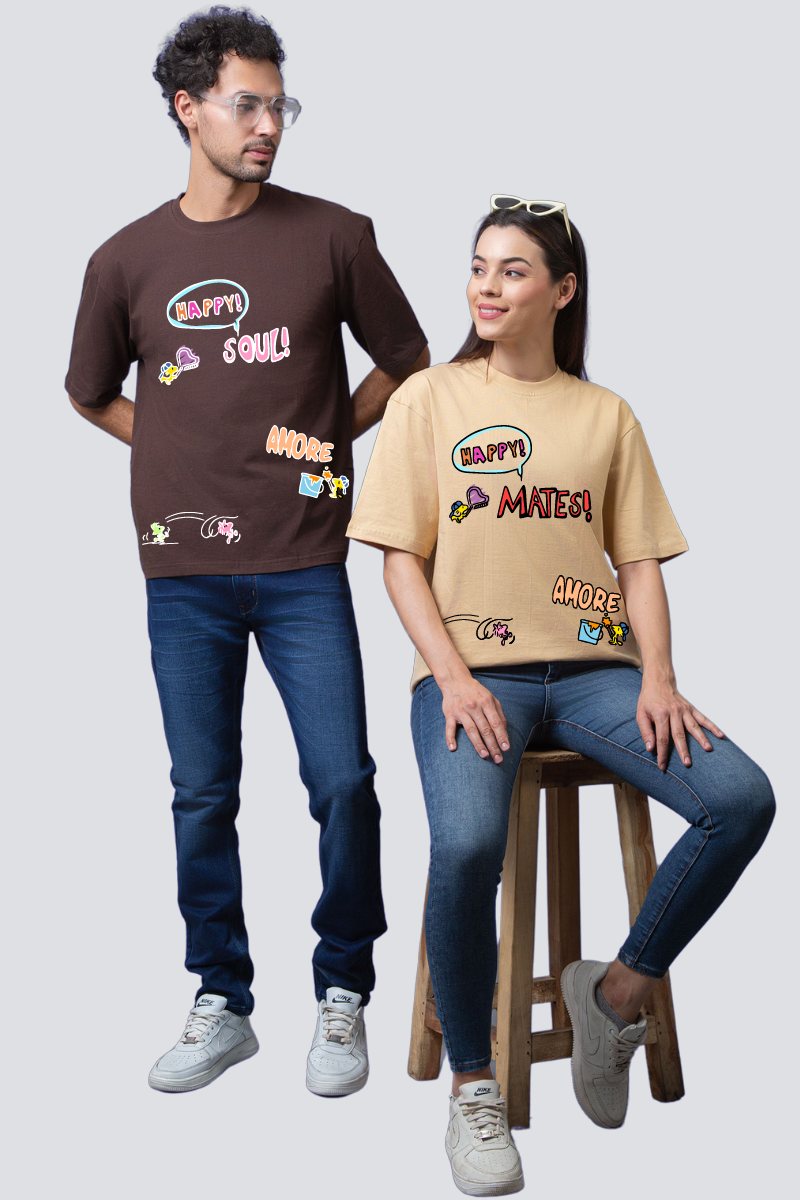 Snoopy-Inspired Oversized Couple T-Shirts (Pack of 2)