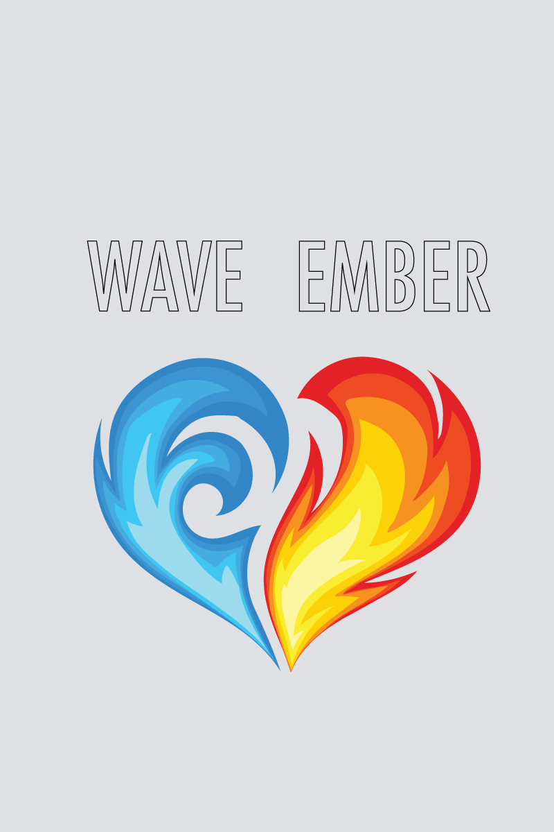 Elemental Affinity: 'Wave & Ember' Oversized Couple T-Shirts (Pack of 2)