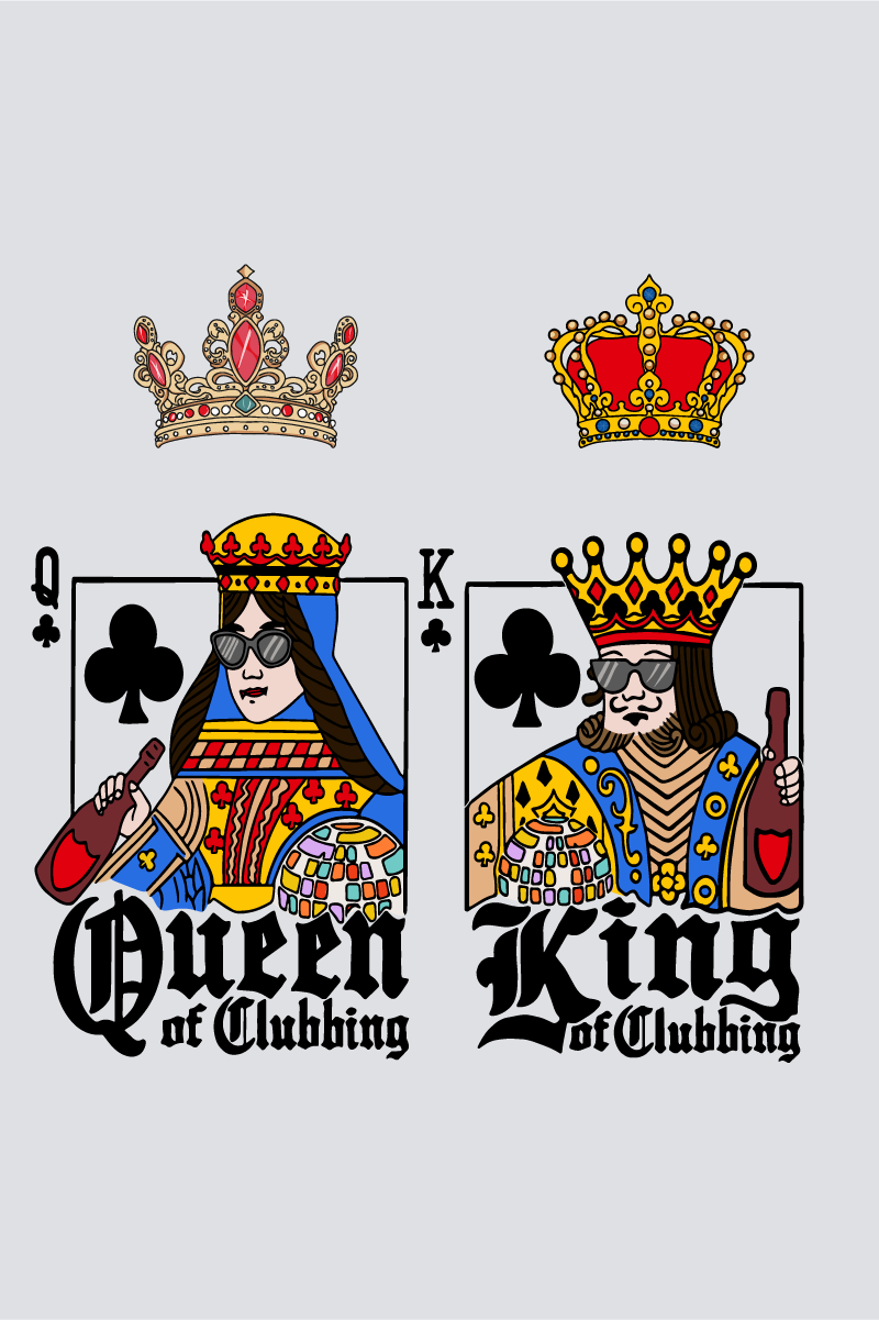 Regal Romance: King and Queen Oversized Couple T-Shirts (Pack of 2)