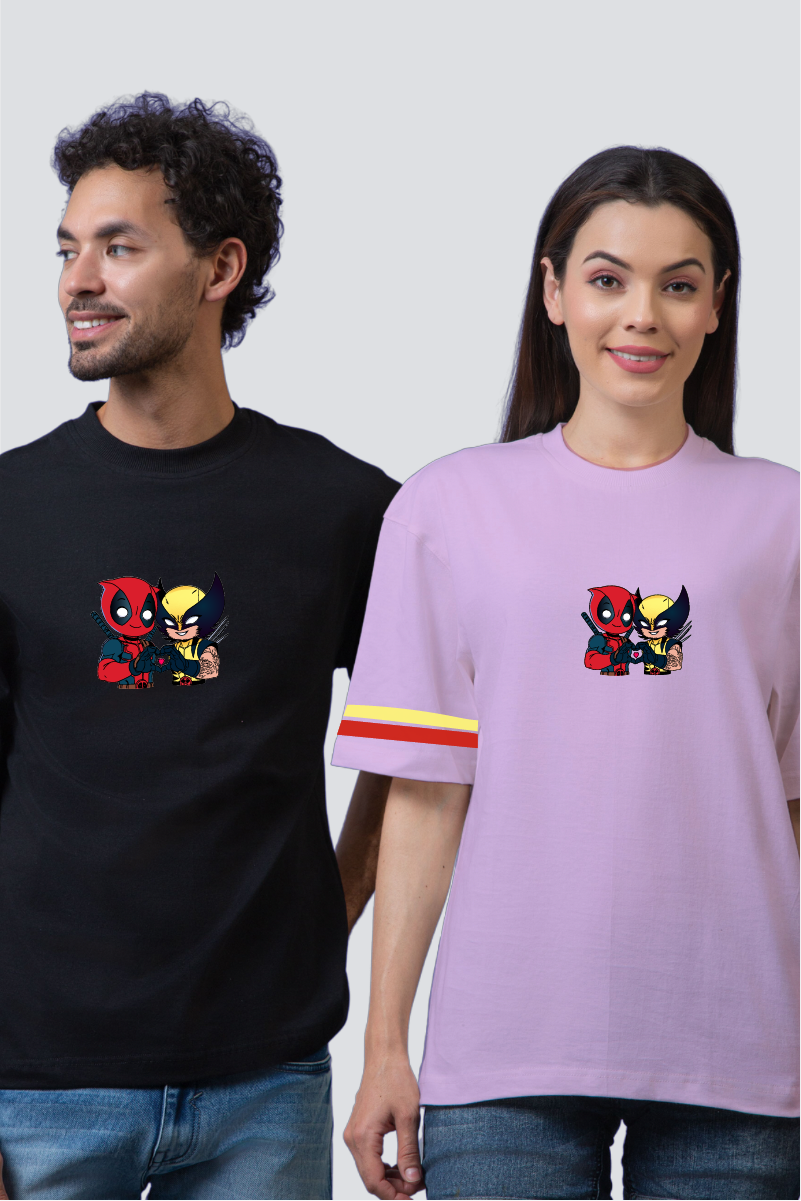 Heroic Hearts: Deadpool & Wolverine Oversized Couple T-Shirts (Pack of 2)