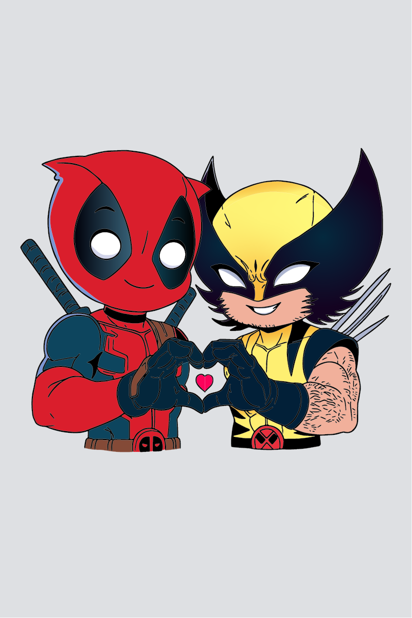 Heroic Hearts: Deadpool & Wolverine Oversized Couple T-Shirts (Pack of 2)