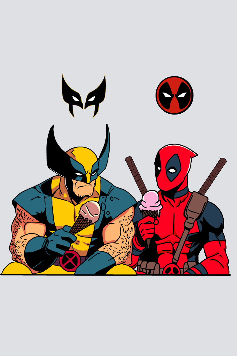 Chill Heroes: Deadpool & Wolverine Oversized Couple T-Shirts (Pack of 2)