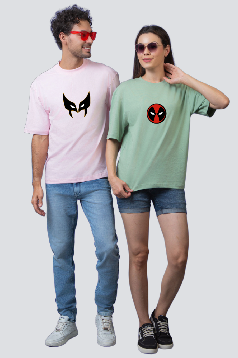 Chill Heroes: Deadpool & Wolverine Oversized Couple T-Shirts (Pack of 2)