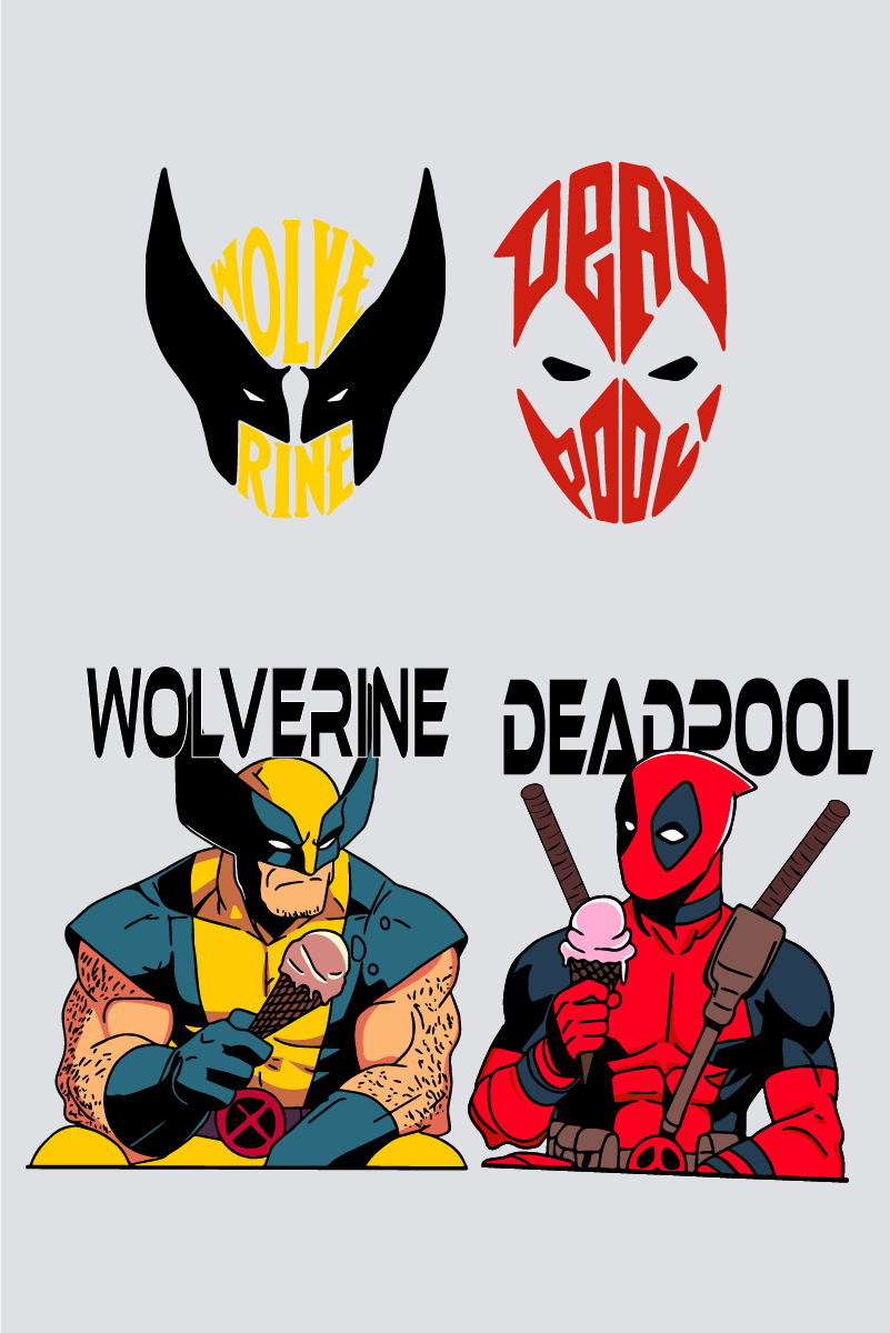 Sweet Side: Deadpool & Wolverine Oversized Couple T-Shirts (Pack of 2)