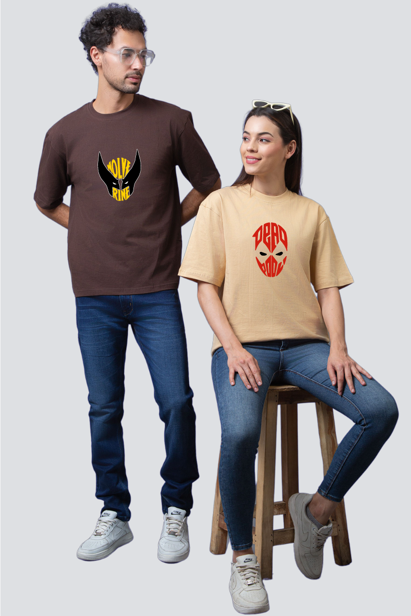 Sweet Side: Deadpool & Wolverine Oversized Couple T-Shirts (Pack of 2)