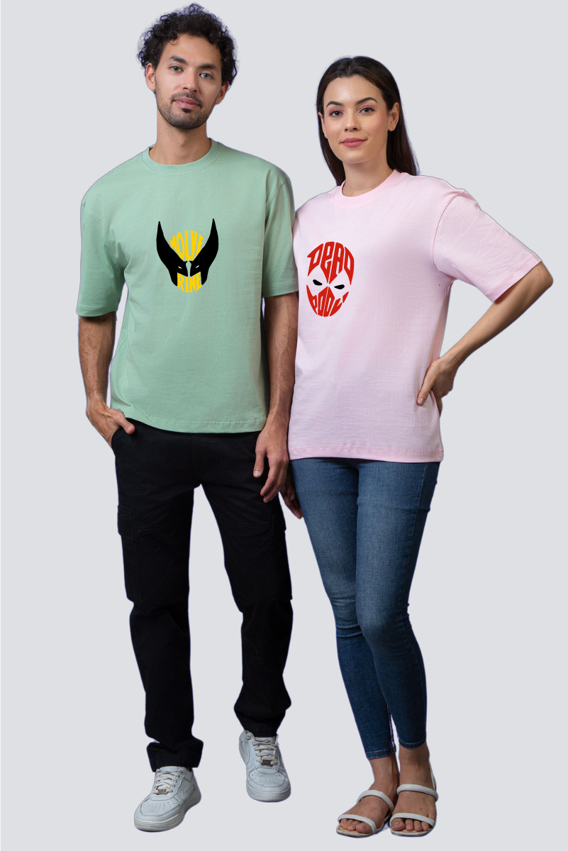 Sweet Side: Deadpool & Wolverine Oversized Couple T-Shirts (Pack of 2)