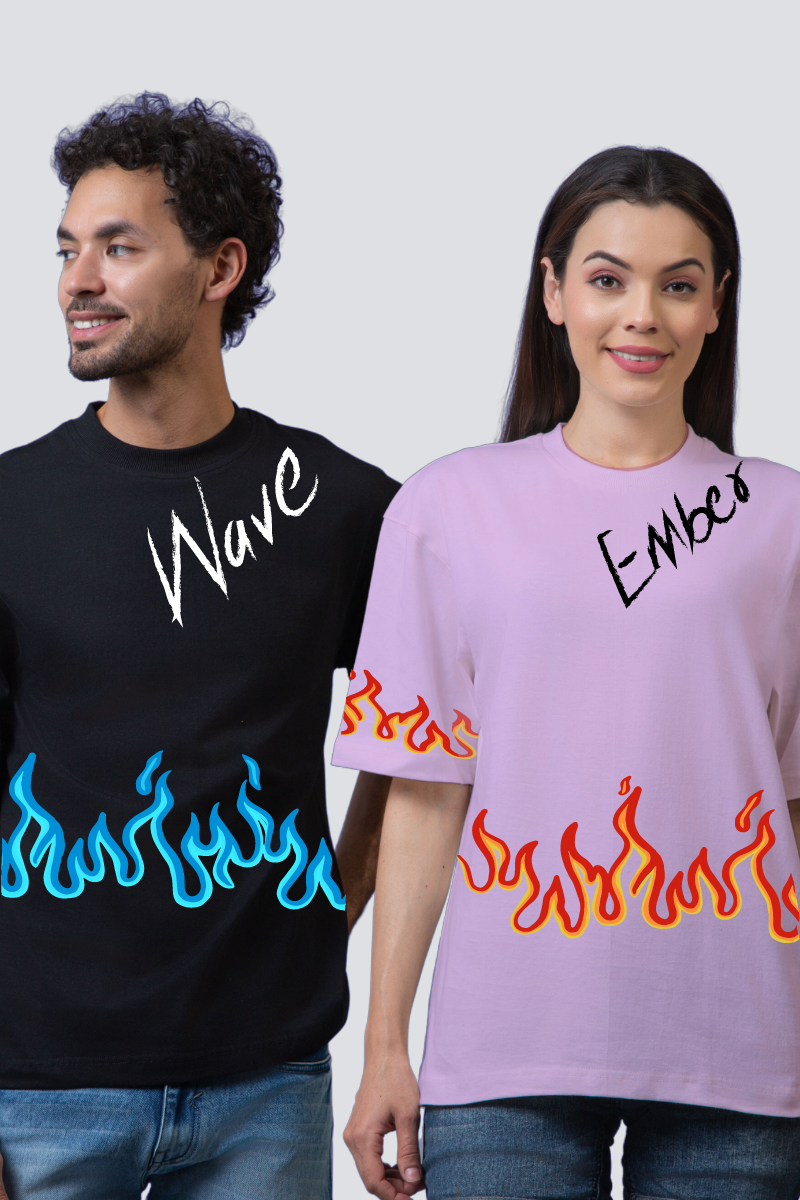 Ember & Wave - Elemental Oversized Couple T-Shirts (Pack of 2)