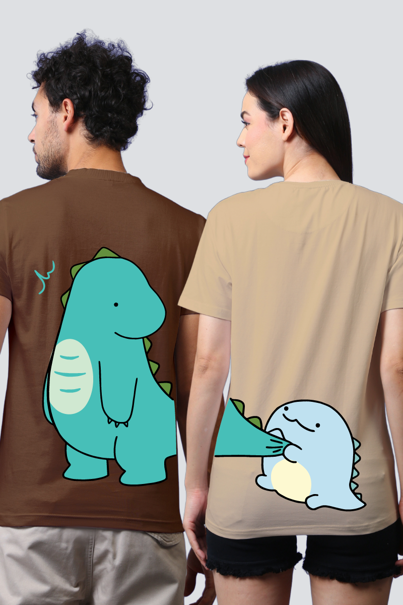 Dino Duo Couple Unisex Tees - Pack of 2 (Back Design)