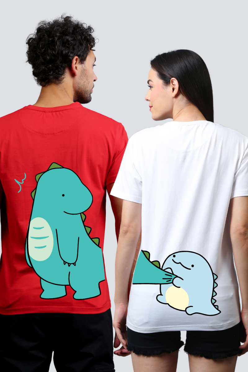 Dino Duo Couple Unisex Tees - Pack of 2 (Back Design)