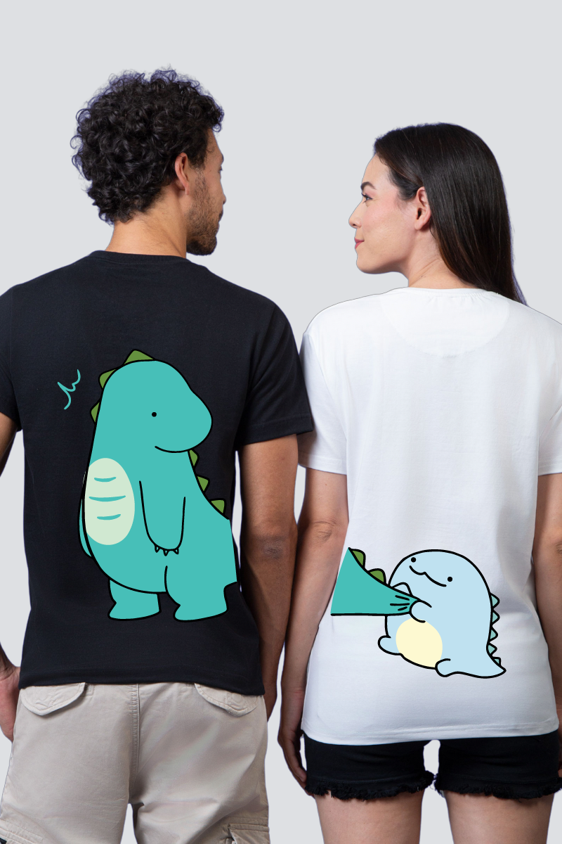 Dino Duo Couple Unisex Tees - Pack of 2 (Back Design)