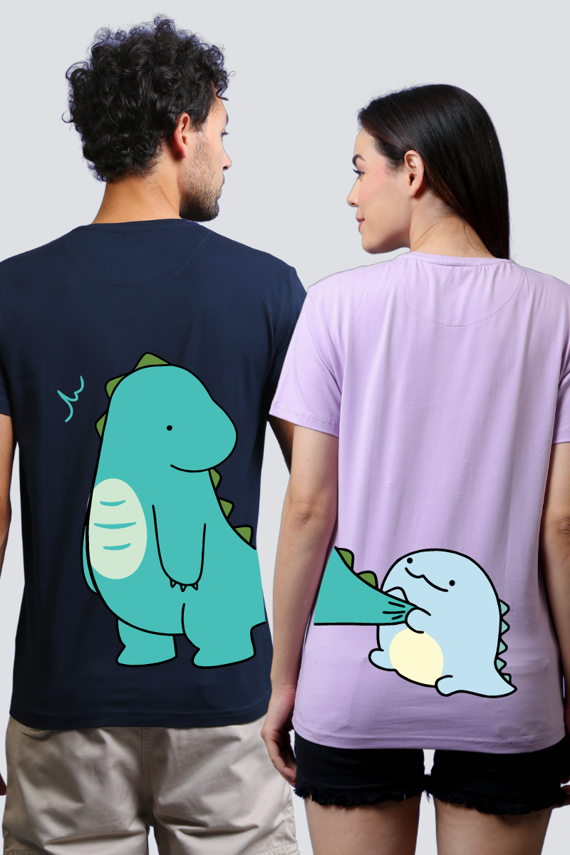 Dino Duo Couple Unisex Tees - Pack of 2 (Back Design)