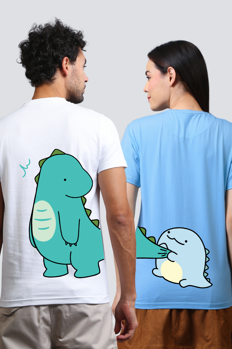 Dino Duo Couple Unisex Tees - Pack of 2 (Back Design)