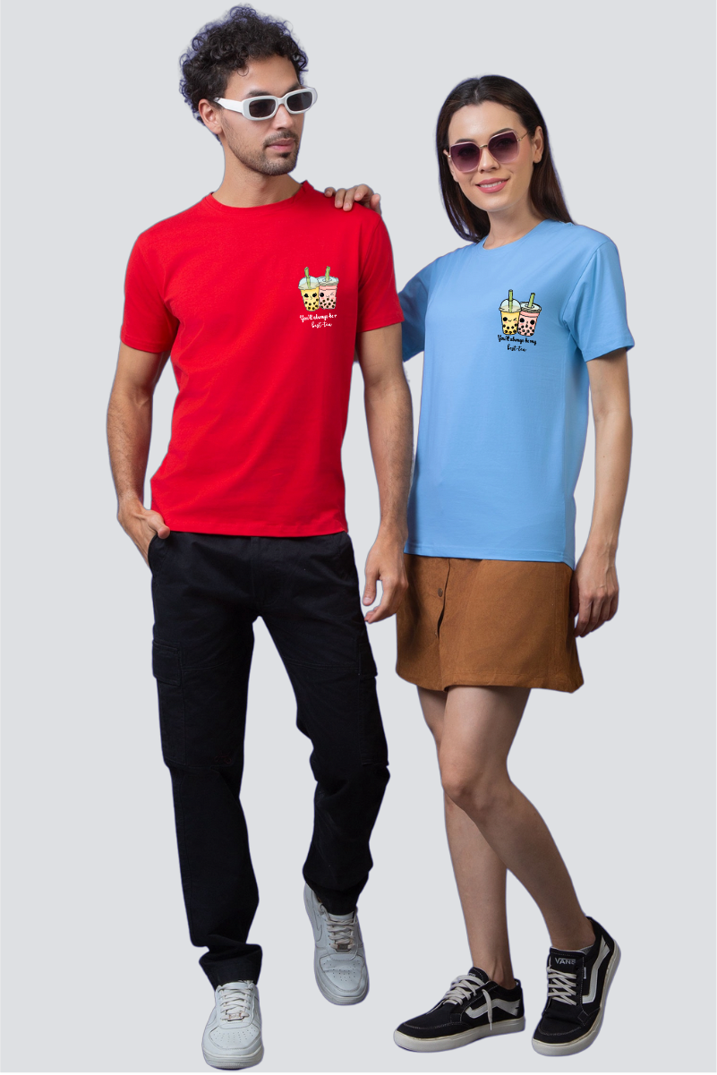 Sip of Friendship: 'Best-Tea' Couple Unisex Tees - Pack of 2