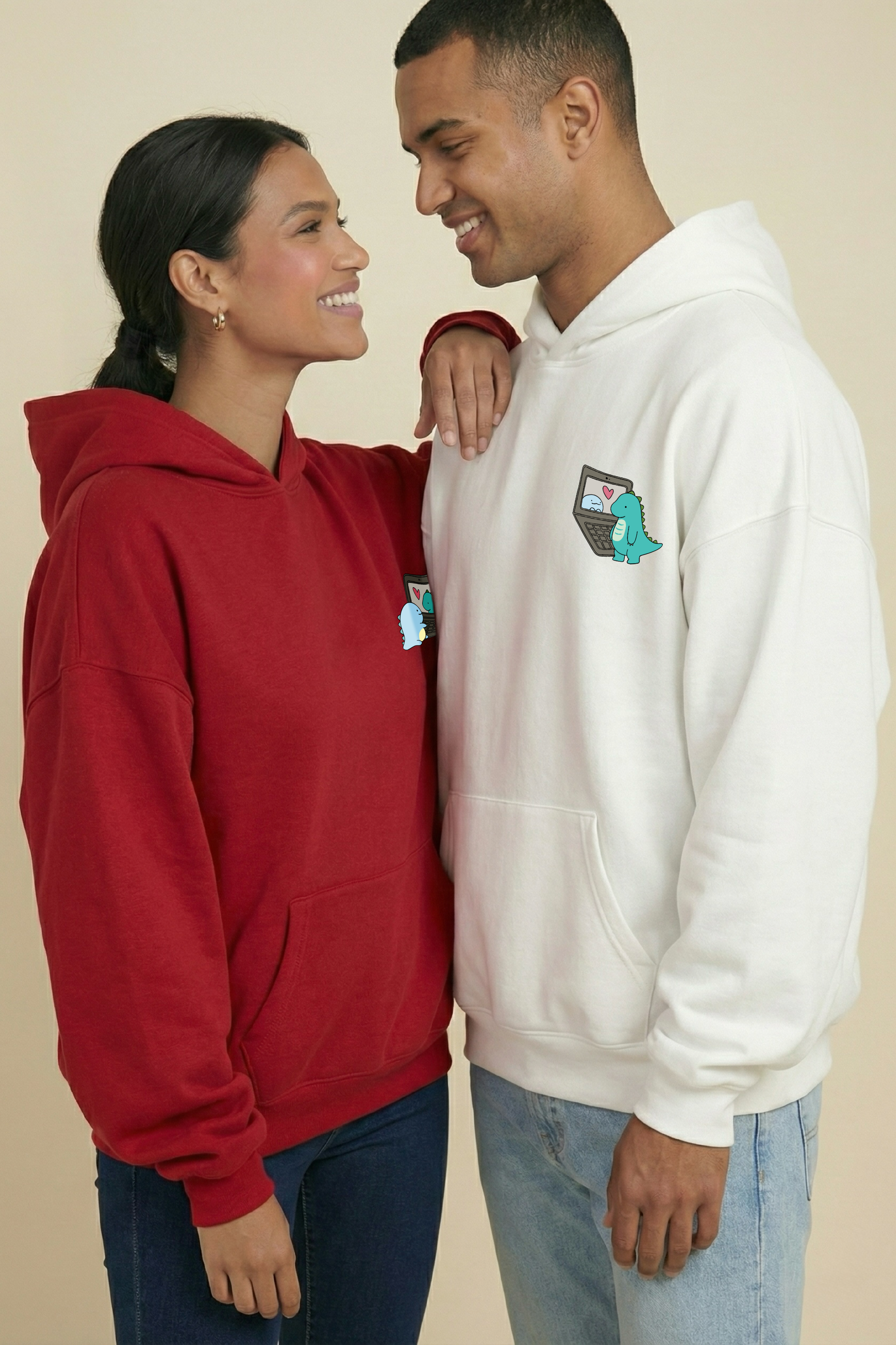Long Distance Call Oversized Drop Shoulder Hoodies - Pack of 2