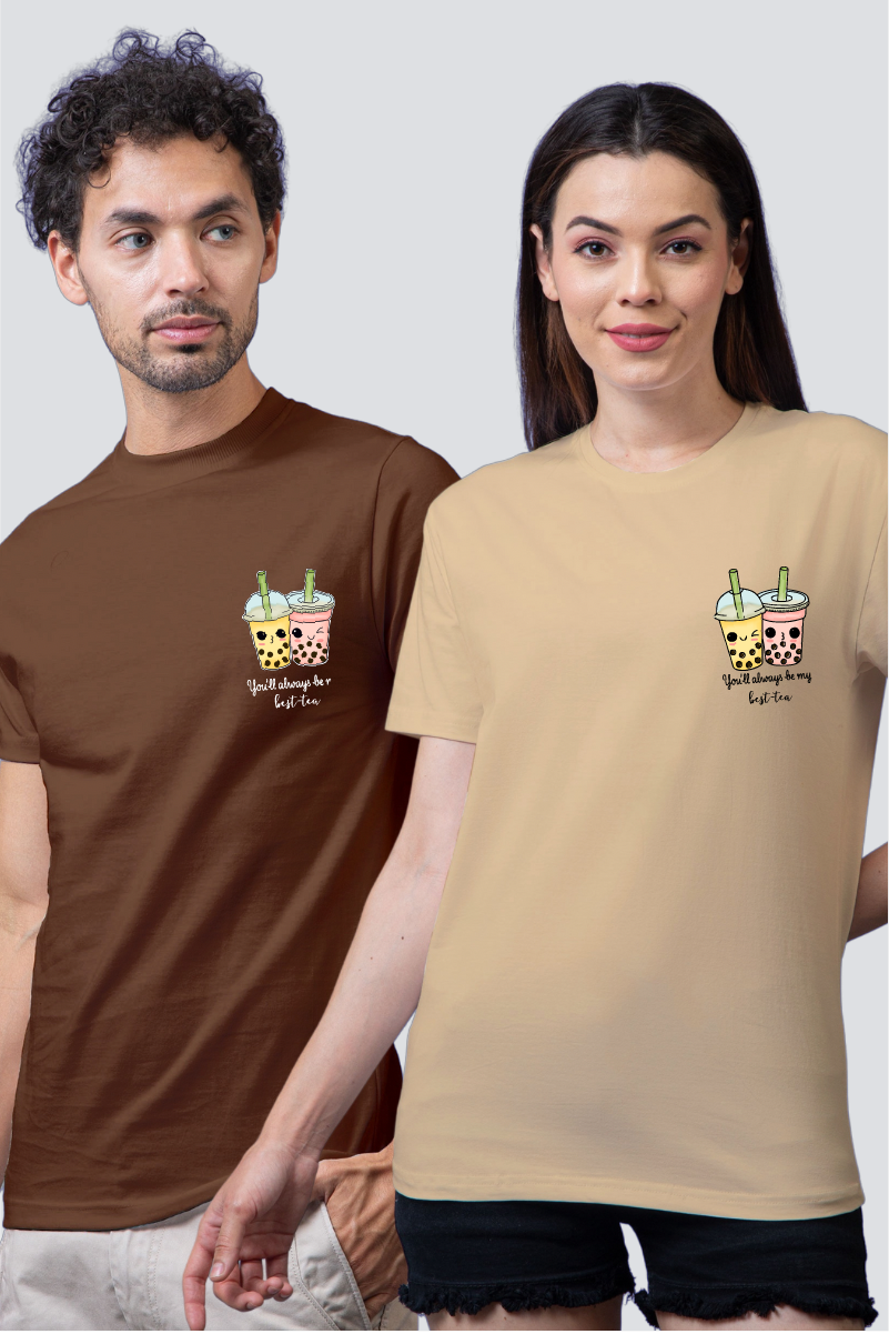 Sip of Friendship: 'Best-Tea' Couple Unisex Tees - Pack of 2