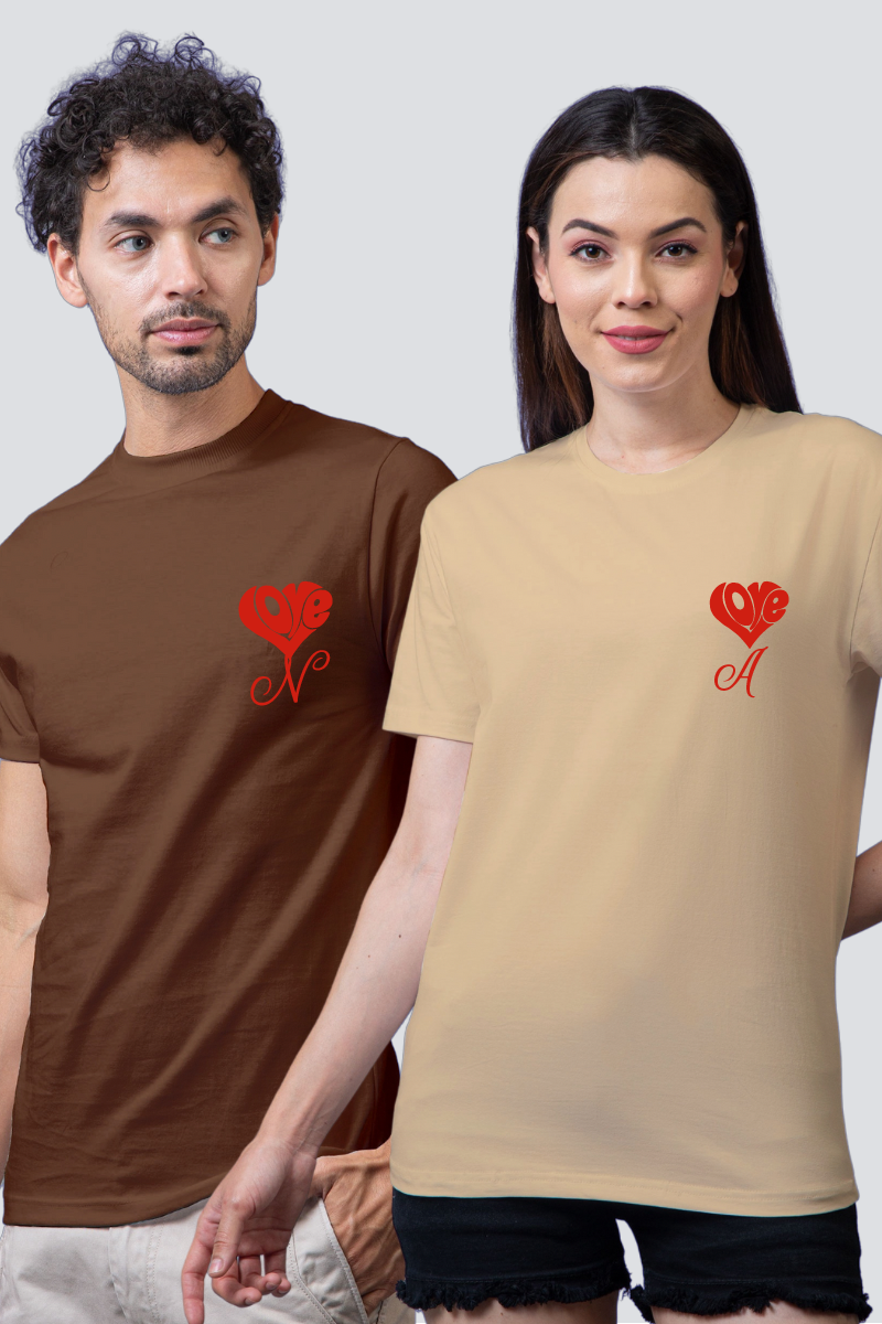 Personalized Love Initial Couple Tees - Pack of 2 (Customised)